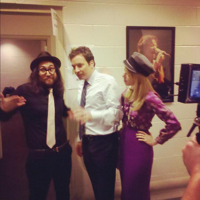 Sean Lennon and Jimmy Fallon backstage
