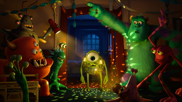 THE CENTER OF ATTENTION. Mike Wazowski is constantly ‘MU’s’ life of the party, though not always in voluntary ways. Image by Disney/Pixar