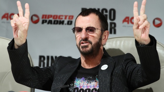 'RINGO'S'. Former Beatles drummer jokes with the media during a tour with his band All Starr