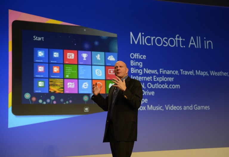 RETIRING. Microsoft CEO Steve Ballmer. File photo from AFP/Timothy A. Clary