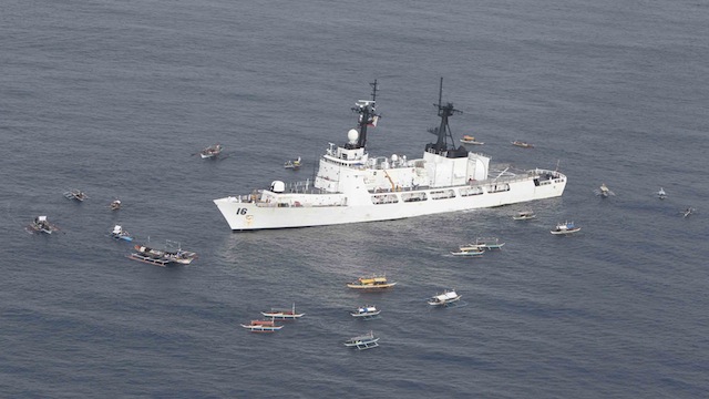 SAIL PAST: Local fishing vessels welcome BRP Alcaraz in Casiguran, Aurora. Photo by Arcel Cometa