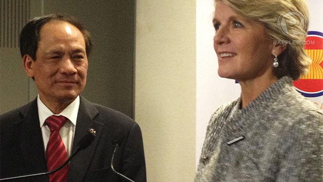 40 YEARS. ASEAN Sec Gen Le Luong Minh with Australian Foreign Minister Julie Bishop 