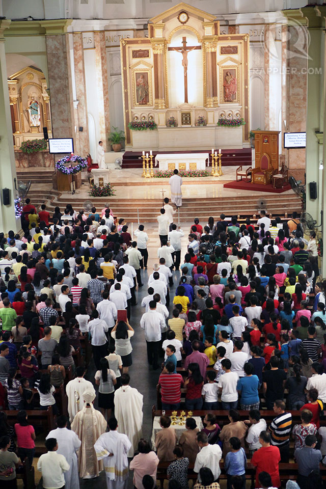 NEW CARDINAL Cardinal Luis Antonio Tagle enters this church in Paco on the first day of 2012's Simbang Gabi. He is also the Archbishop of Manila. Photo by Beth Frondoso