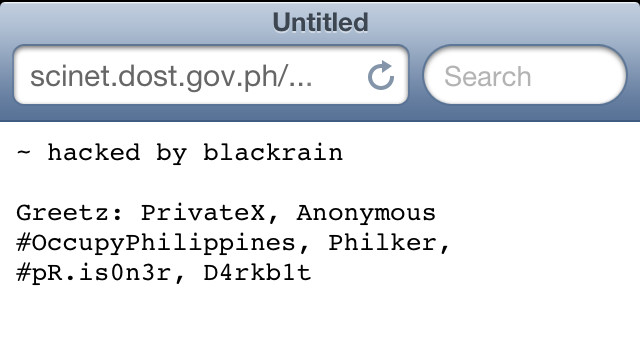 HIDDEN HACKING. Some government sites appear to have had hidden pages added into them. Screen capture from Art Samaniego Jr.