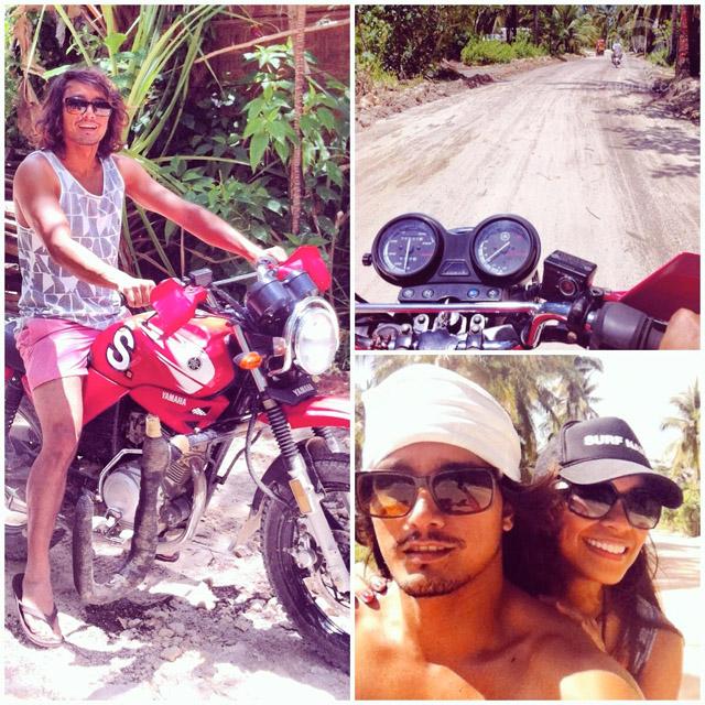 'HABAL-HABAL' OR MOTORCYCLE is the main mode of transport in Siargao. Photo shows the author with Billabong pro surfer Luke Landrigan. Photo from Elaine Abonal