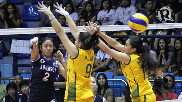 Pau Soriano hits it as Adamson survived FEU. Photo by Josh Albelda