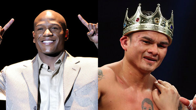 ONE MORE TIME. Floyd Mayweather Jr. (L) and Marcos Maidana will square off again on September 13 in Las Vegas. Photos by AFP