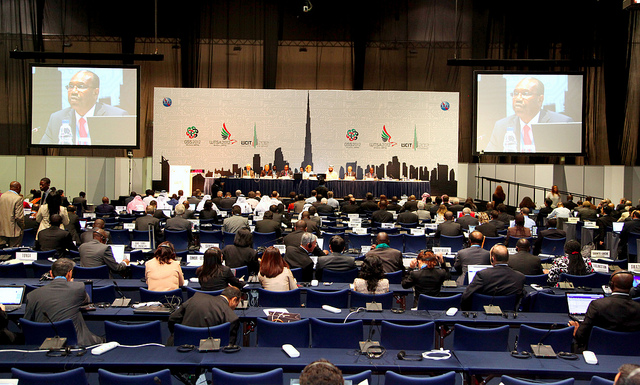 WCIT TALKS. Delegates at the first morning session of WCIT 2012, Dubai U.A.E., 3-14 December 2012. Photo from ITU on Flickr.
