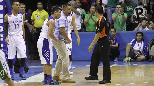 SIZZLING HOT. Perasol's temper rose late in their game against La Salle. Photo by Rappler/Josh Albelda.