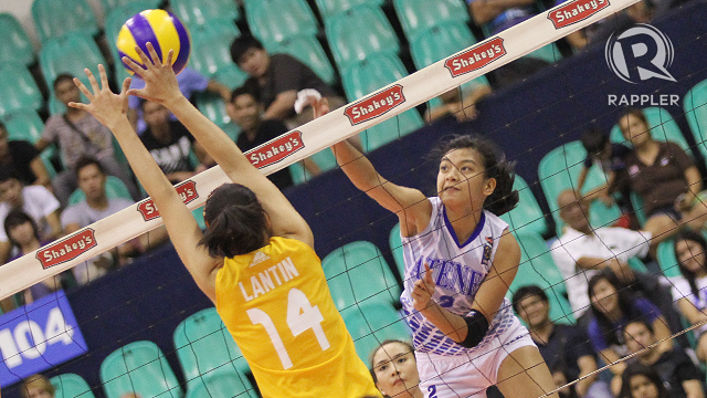 EAGLE EYE. Alyssa Valdez of Ateneo, seen here during a past game, scored 21 points to lead ADMU past FEU. Photo by Josh Abelda