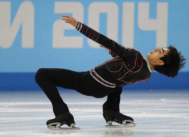 EARLY LEAD. Filipino Michael Christian Martinez performs in the Men's Figure Skating Free Program at the Iceberg Skating Palace during the Sochi Winter Olympics on February 14, 2014. Photo by Adrian Dennis/AFP