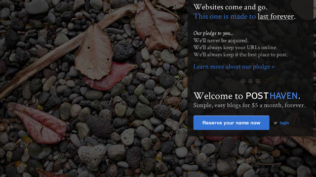 POSTHAVEN RISING. Posthaven opens signups and URL reservations. Screen shot from Posthaven.