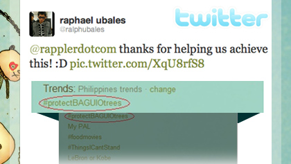 TWITTER POWER. Protect Baguio trees trends on Twitter