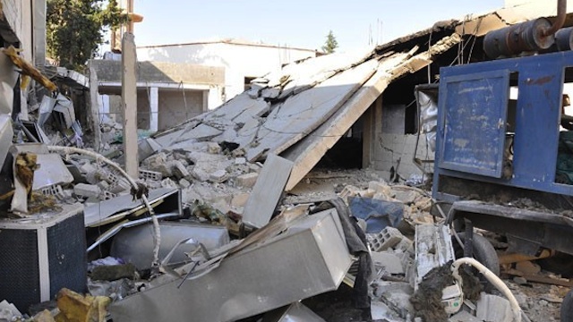Ruins of the Al-Ikhbariya television station after an attack on June 26, 2012. Photo courtesy of the Syrian Arab News Agency.