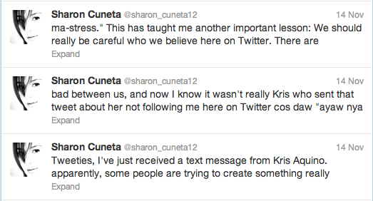 Screenshot from Sharon Cuneta's Twitter account