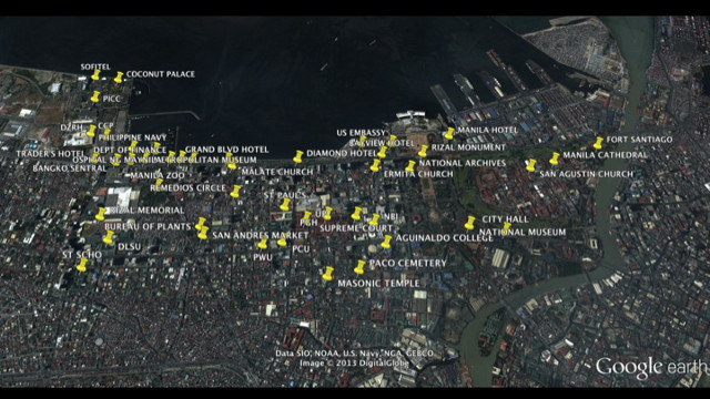ENDANGERED ESTABLISHMENTS. The yellow markers indicate the businesses and sites that may be affected by the reclamation. Image from Lory Tan