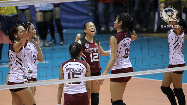 The Lady Maroons celebrate a hard-earned win. Photo by Josh Albelda