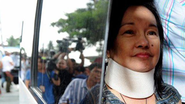 HEART PROBLEM. Former President Gloria Macapagal-Arroyo is rushed to the ICU days before her scheduled arraignment. File photo from AFP