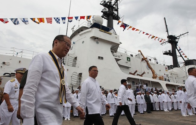 NEW SHIP. President Aquino in Subic.