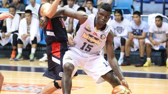 Alfred Aroga, seen here from a game last year, was key to NU's victory. Photo from FilOil Flying V Sports Facebook page.