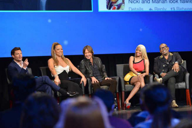 Ryan Seacrest and the judges at UCLA's Royce Hall in West Los Angeles, CA last January 9