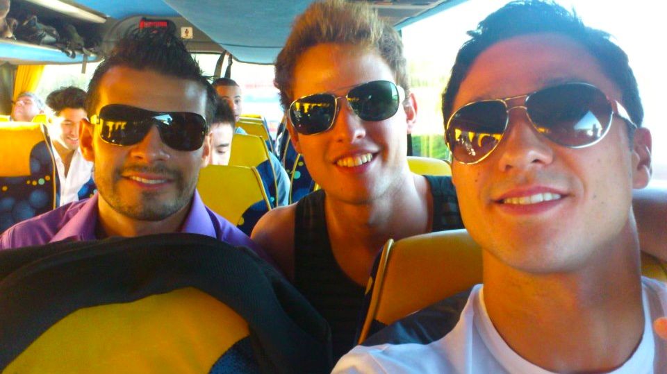 With Mister Paraguay and Mister Bolivia. Image from the Mr World - Philippines Facebook page