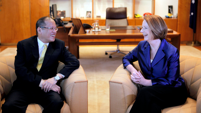IMPLEMENTATION CRUCIAL. President Aquino and Australian Prime Minister Julia Gillard agreed that the full implementation of the Framework Agreement is important for the Southern Philippines. Photo by Malacañang Photo Bureau 