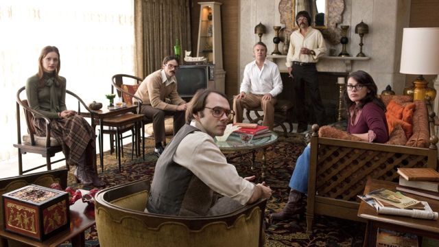SAVE THE SIX. (Clockwise from left) Kerry Bishé, Scoot McNairy, Tate Donovan, Rory Cochrane, Clea DuVall and Christopher Denham depict a living hell