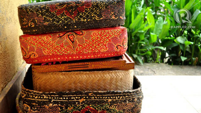 Colorful baskets used for storage in one of the homes I visited in Bali