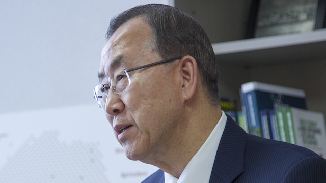 United Nations Secretary-General Ban Ki-moon gives an interview to the Japanese newspaper Asahi Shimbun during a trip to Yokohama, Japan, 2 June 2013. Photo by Rick Bajornas/UN