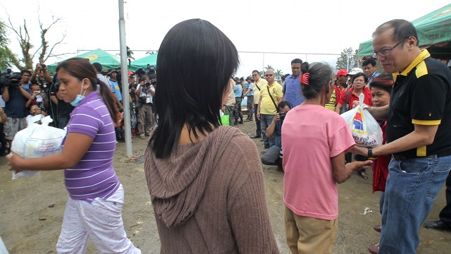 NO TO 'BAHALA NA.' President Aquino says government officials should not resort to "bahala na" and "pwede na" thinking in planning their areas and preparing for disasters. Photo of Aquino in Compostela Valley by Malacañang Photo Bureau 
