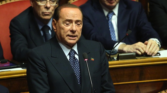 EXPELLED SOON? In this file photo, former Prime Minister and leader of Forza Italia, Silvio Berlusconi (C) speaks at the Senate before a confidence vote at the Parliament, in Rome, Italy, 02 October 2013. EPA/Alessandro Di Meo