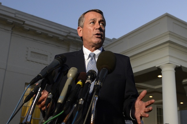 'NOT A GAME'. US Speaker of the House, Republican John Boehner, delivers remarks to members of the news media following a meeting with US President Barack Obama (not pictured) on the partial government shutdown standstill, outside the Oval Office of the White House in Washington DC, USA, 02 October 2013. EPA/Michael Reynolds