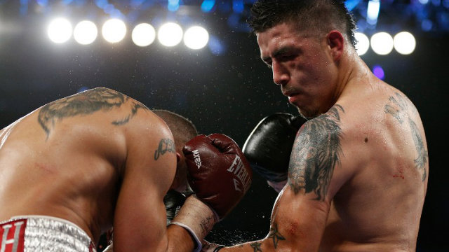 BODY SHOT. Brandos Rios needs to land body shots to slow down the   quick-footed Manny Pacquiao. Photo by Josh Hedges/Getty Images/AFP