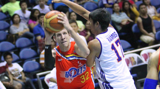 PLAYING FOR HIS JOB. Meralco Bolts import Brian Butch is rumored to be replaced by former Sacramento Kings power forward Darnell Jackson, but the Meralco front office may be forced to rethink that decision after his performance on Sunday night. Photo by Nuki Sabio/PBA Images