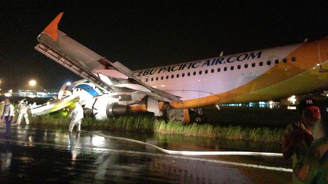 BARRED FROM FLYING. The two pilots in the Cebu Pacific plane mishap in Davao are suspended, according to regulators. Photo by Laiza Dale A. Lacida