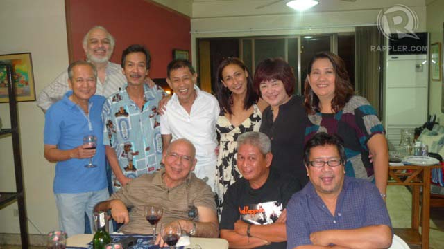 HAPPY FAMILY. This reunion happened in Noel's house as a despedida for Subas who was heading to New York. If I remember correctly, it was around 3 years back. Standing, from left: Noel Trinidad, Leo Rialp (one of our directors), German Salvador (one of our writers), Gary Lising, me, Mitch Valdez, and Tessie Tomas. Seated, from left: Subas, Ceasar Cosme (also one of our writers), and Leo Martinez who also was one of Champoy's directors.
