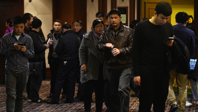 MORE RELATIVES. About 50 Chinese relatives of passengers on board missing flight MH370 arrived in Malaysia on Sunday, March 30, to press for answers about the fate of their loved ones. Photo by Mark Ralston/AFP