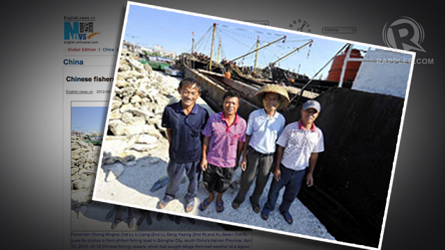 BOATMEN INVOLVED. Some of the Chinese fishermen accosted by the Philippine Navy pose before their fishing boat. Screen grab from news.xinhuanet.com BOATMEN INVOLVED. Some of the Chinese fishermen accosted by the Philippine Navy pose before their fishing boat. Screen grab from news.xinhuanet.com