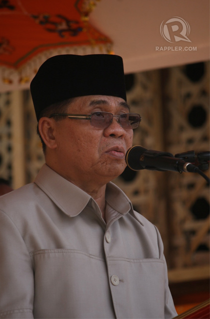SADDENED. MILF chairman Al Haj Murad Ebrahim tells members peace negotiations with the Aquino administration has been 'snail-paced.' Photo by Karlos Manlupig 