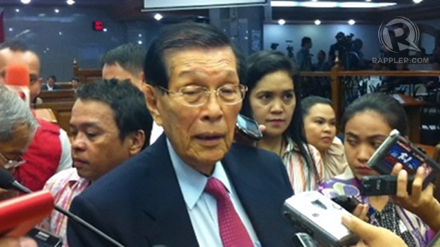 AMENDMENTS OUTVOTED. Senate President Juan Ponce Enrile was outvoted when he sought to delete the phrases "safe and satisfying sex" and "pleasurable sexual experiences" from the RH bill. Photo by Ayee Macaraig