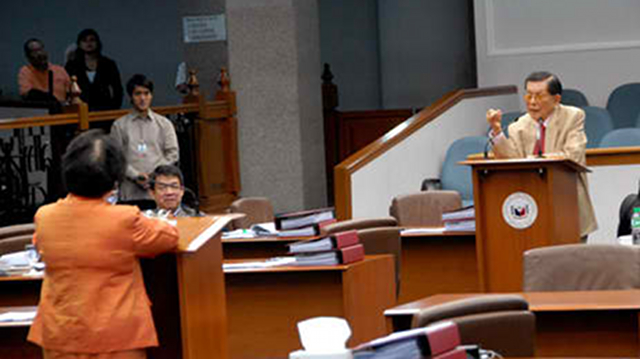 OLD RIVALRY. Enrile and Sen Miriam Defensor Santiago admit they have a deep-seated rivalry. Santiago warns of a plot to unseat Enrile as Senate President. File photo by Joe Arazas/Senate PRIB 