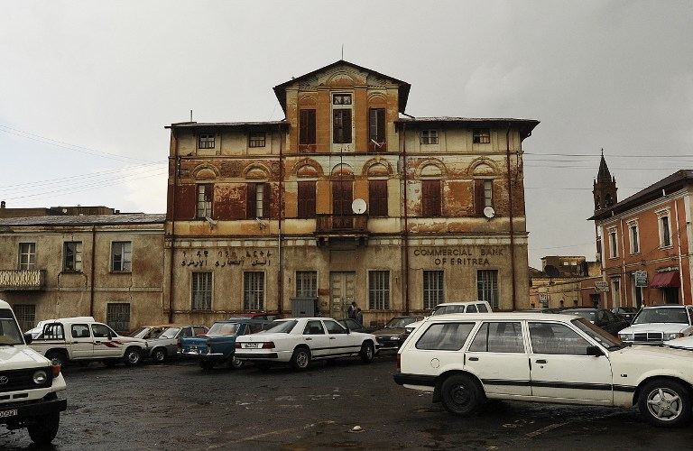 OPENING UP. A picture taken on July 18, 2013 shows the Commercial Bank of Eritrea in Asmara. Long criticized for backing rebel groups across the Horn of Africa, Eritrea has said that ending its isolation is crucial for economic growth, blaming external threats for its slow development. Photo by AFP/Jenny Vaughan