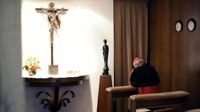 SPIRITUAL ACTIVITY. Cardinals pray for the Holy Spirit's guidance in electing a new pontiff. Photo from news.va's Facebook page