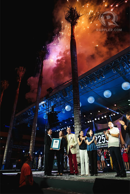 Fireworks after the new world record was announced
