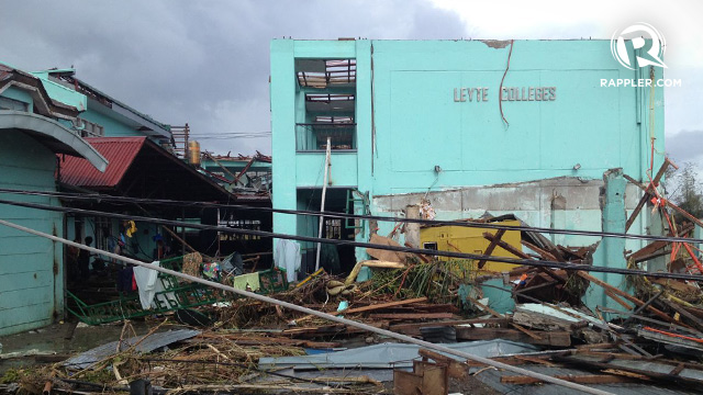 STILL STANDING. What remains of the Leyte Colleges after Typhoon Yolanda devastated the province. File photo by Rupert Ambil/Rappler