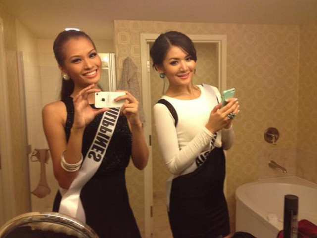 Janine with roommate Miss Indonesia Maria Selena