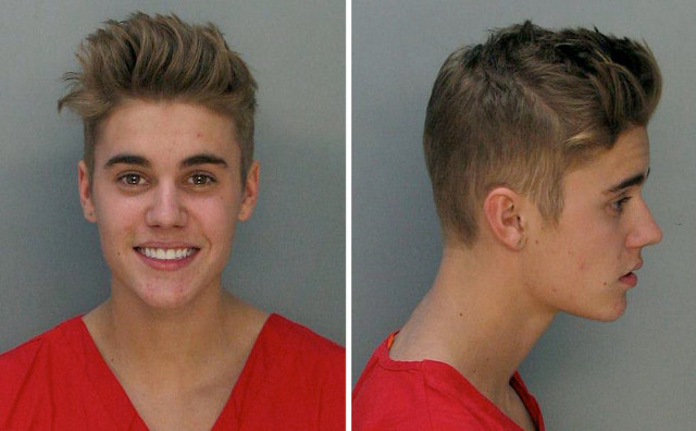 BUSTED. Police come out with a report that popstar Justin Bieber was high on marijuana and Xanax during his drag racing escapade in Miami on January 23. Photo courtesy of EPA/MIAMI-DADE CORRECTIONS & REHABILITATION DEPARTMENT