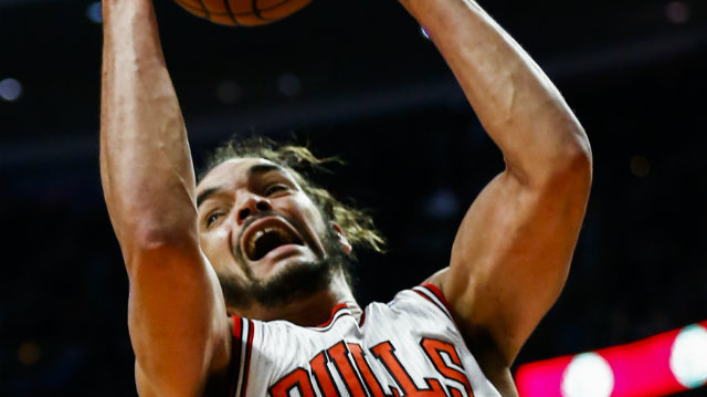 RAGING BULL. Joakim Noah of the Chicago Bulls is arguably the best defender in the sport, earning him a spot on this writer's All-NBA First Team squad. Photo by Tannen Maury/EPA