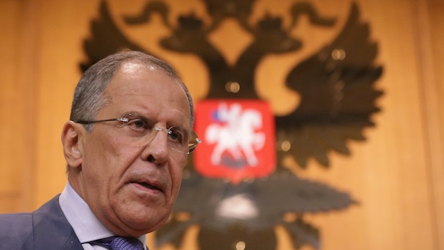 BULLYING. Russian Foreign Minister Sergei Lavrov calls the possible Ukraine sanctions 'bullying.' File photo by Maxim Shipenkov/EPA